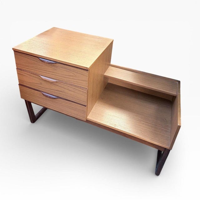 1960s Mid-Century Telephone Bench in Teak Storage Bench with Drawers, 1960s For Sale - Image 5 of 8