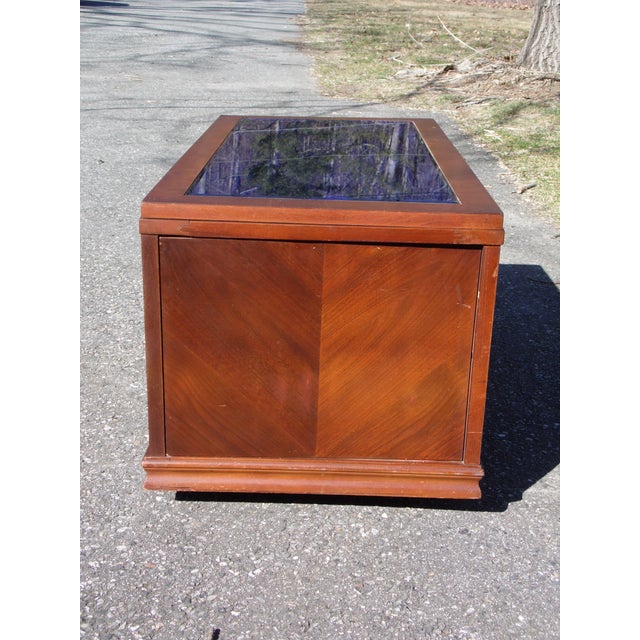 Vintage Art Deco Cobalt Mirror Blue Glass Coffee Table Speakeasy