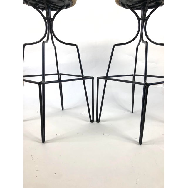 Black Mid Century Wrought Iron Swivel Bar Stools - a Pair For Sale - Image 8 of 10