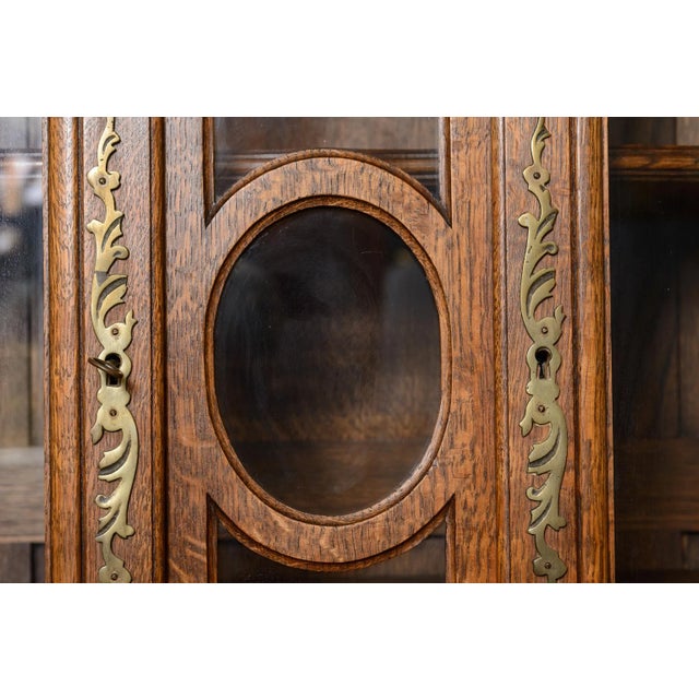 French Oak Buffet Base With Glass Door Cabinet Above For Sale In West Palm - Image 6 of 8
