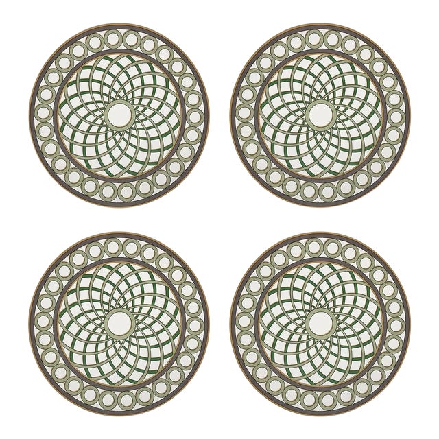 TC Treillage Gold, 16" Round Pebble Placemats, Set of 4 For Sale