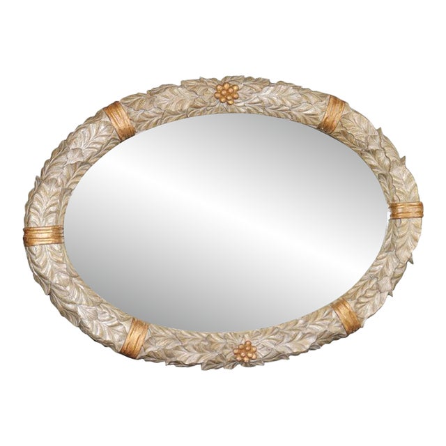 Large 1970's Silver & Gold Gilt Rococo Style Mirror. For Sale