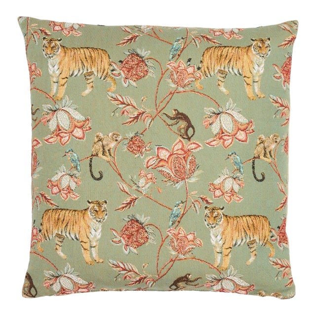 Tropical Tigers Tapestry Cushion With Feather Filler - 46x46cm (18"x18") For Sale