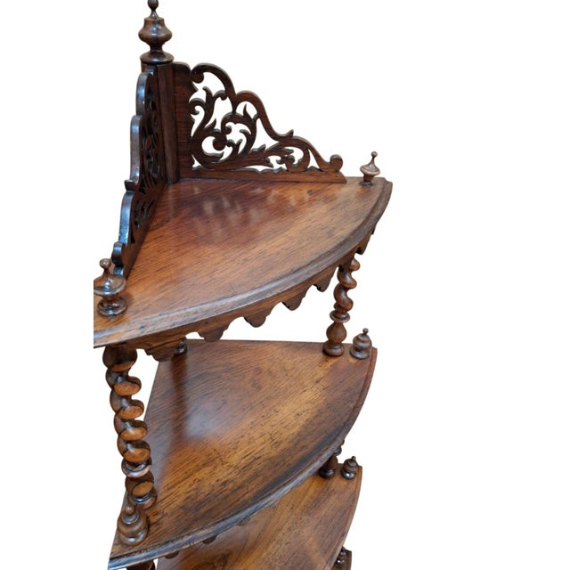 Wood Victorian Rosewood Four-Tier What-Not Corner Shelf For Sale - Image 7 of 8