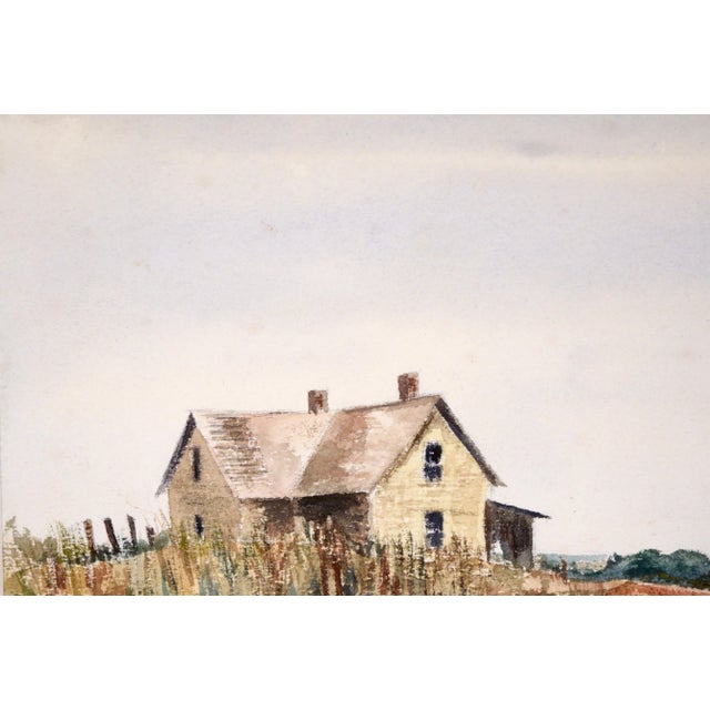 American Farmhouse by the Sea - Original Watercolor on Paper For Sale - Image 3 of 5