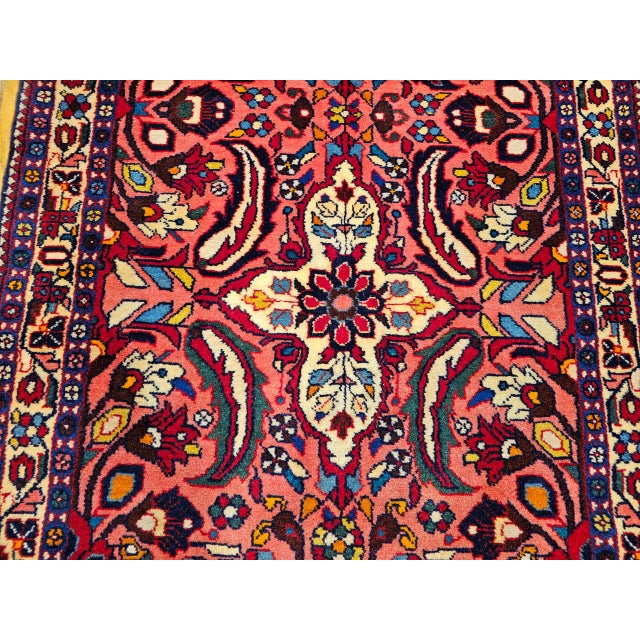Vintage Persian Lilian Rug, Handknotted Wool, Geometric Pattern, Red & Ivory, 3x7 For Sale - Image 14 of 18