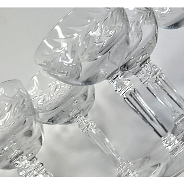 Vintage Handcut Laurel Champagne Coupes- Set of Eight For Sale - Image 11 of 13