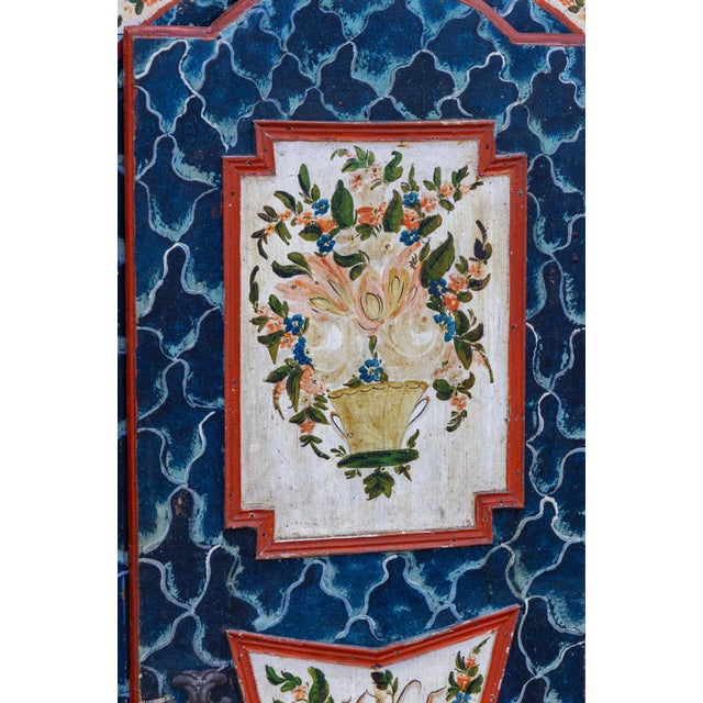 Antique Baroque Folk Art Hand-Painted Cabinet in Wood, Central Europe, 1865 For Sale - Image 14 of 18