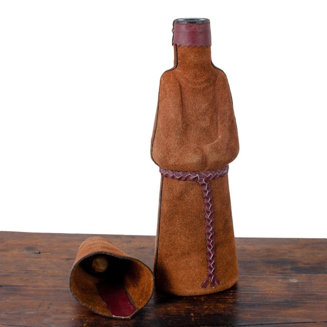 Folk Art Vintage Leather Monk Decanter, 20th Century For Sale - Image 3 of 8