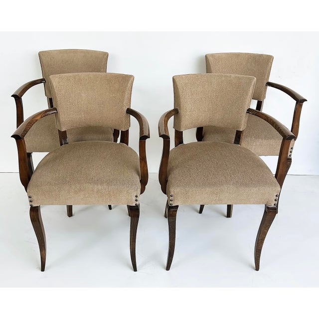 Art Deco French Art Deco Beech Wood Armchairs by Jean Pascaud, Two Pairs Available C1940s For Sale - Image 3 of 14