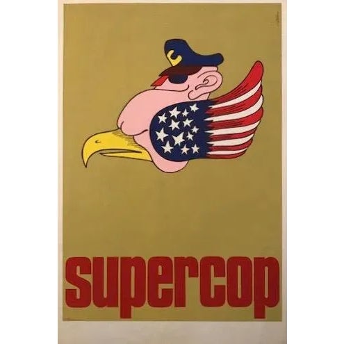 American 1969 Original Quebec Poster, Supercop (Movie Poster. American Flag) For Sale - Image 3 of 10