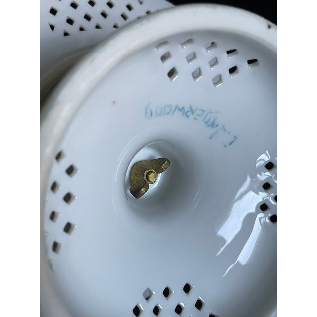 Antique Pedestal Openwork Candy Dish With Hand Painted Roses For Sale - Image 9 of 10