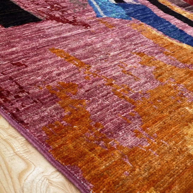 After Wassily Kandinsky Modern Hand-Knotted Wool Rug - 4'3" X 5'7" For Sale - Image 9 of 18