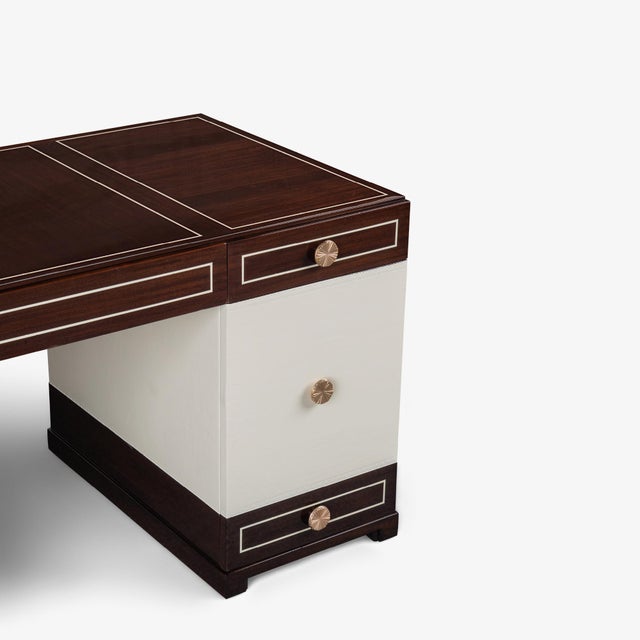 Tommi Parzinger for Charak Modern Mahogany & Leather Desk For Sale - Image 11 of 16