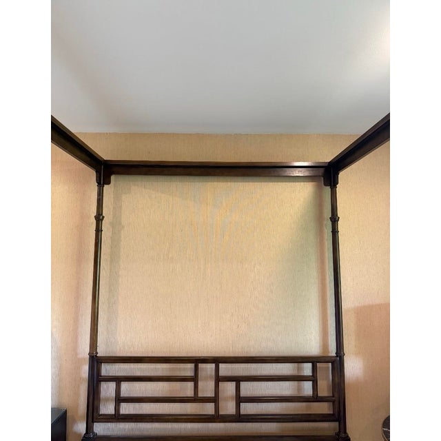 Brown Baker Furniture "Far East" Canopy Bed, Mahogany, Queen Size, Vintage For Sale - Image 8 of 11