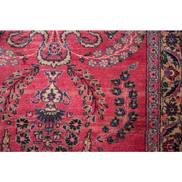 Raspberry Red Vintage Meshed Rug Runner 3'4" X 16'1" For Sale - Image 8 of 12