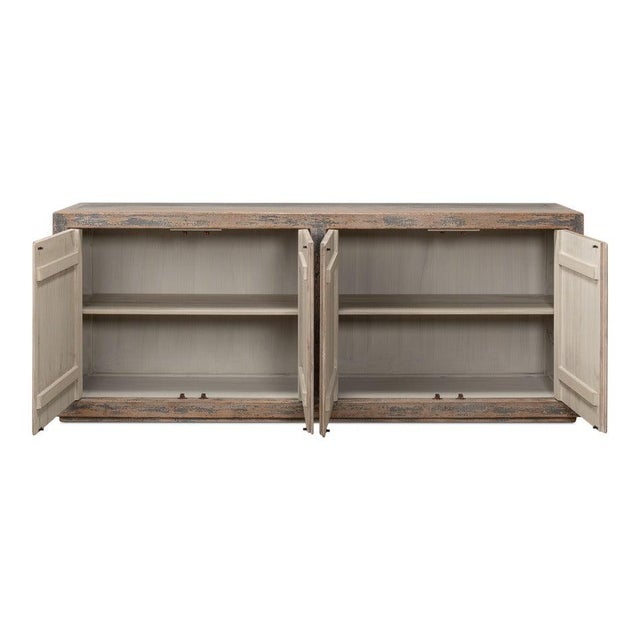 Transitional Reclaimed Pine Sideboard, 90" - Soft Grey Two-Tone For Sale - Image 4 of 10