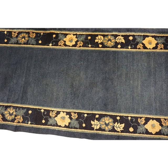 1920s Blue Deep Field Traditional East Asian Chinese Peking Hallway Gallery Rug For Sale - Image 4 of 10