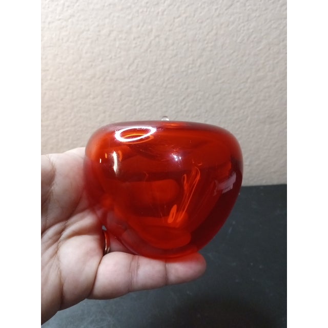 Glass 1980s Murano Made in Italy Red Art Glass Apple Paperweight For Sale - Image 7 of 9