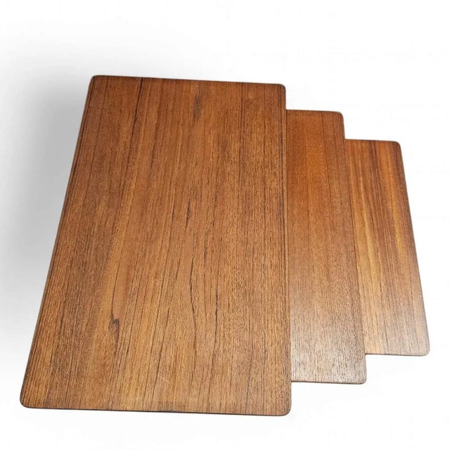 Wood Mid-Century Modern Svend Madsen Danish Teak Nesting Tables - Set of 3 For Sale - Image 7 of 12