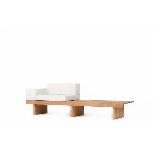 Slatted Bench with Linen Cushions, 1950s For Sale - Image 4 of 15