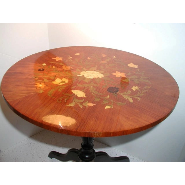 Mid-Century Modern Vintage MCM Italian Marquetry Floral Design Side Table For Sale - Image 3 of 6