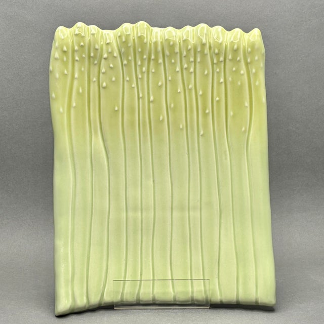 Ceramic Vintage Mid-Century Modern Asparagus Embossed Ceramic Serving Dish For Sale - Image 7 of 9