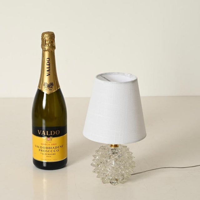 1940s Round Rostrato Murano Glass and Brass Table Lamp from Barovier & Toso, Italy, 1940s For Sale - Image 5 of 14