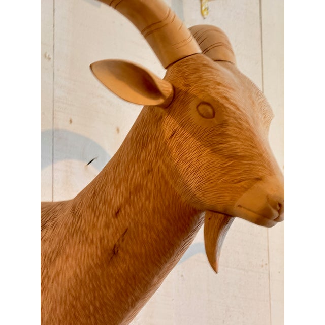 1990s Carved Wood Antelope Head Wall Mount For Sale - Image 5 of 7