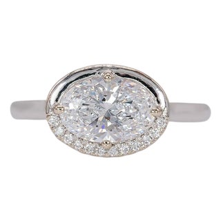 1.5Ct Lab Grown Diamond Engagement Ring With Diamond Accents: Solid 14k Gold, Size 6.75 For Sale