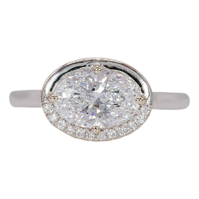 1.5Ct Lab Grown Diamond Engagement Ring With Diamond Accents: Solid 14k Gold, Size 6.75 For Sale