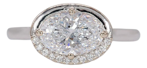 1.5Ct Lab Grown Diamond Engagement Ring With Diamond Accents: Solid 14k Gold, Size 6.75