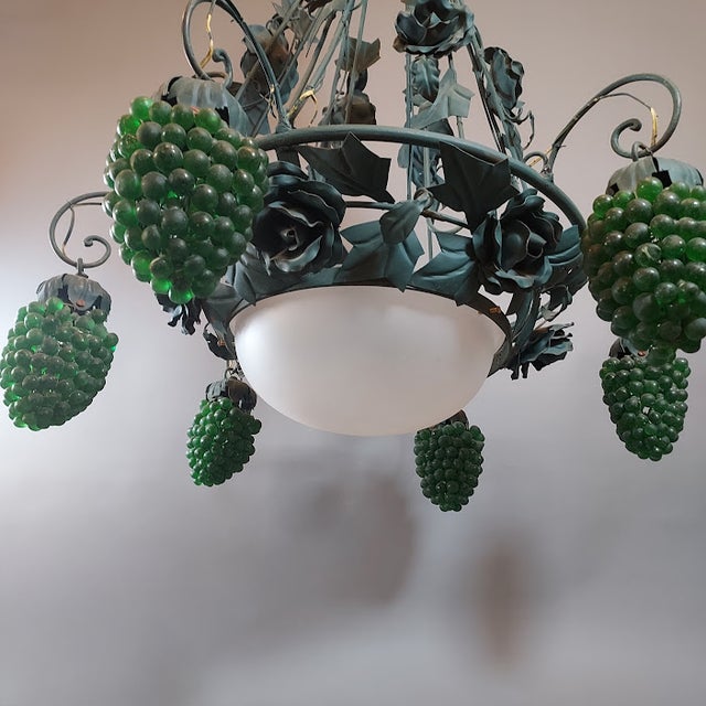 Mid 20th Century Green Grape Hanging Light Fixture For Sale In Boston - Image 6 of 9