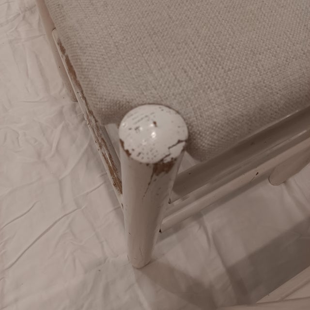Vintage Wood Ladder Back Child's Accent Chair With Light Grey Upholstered Seat. Set of 4 For Sale - Image 11 of 12