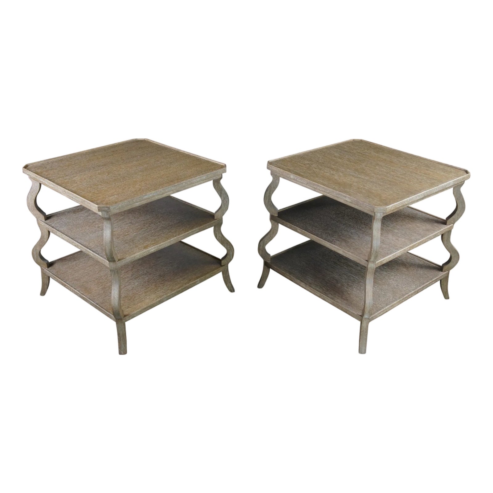 2 Woodbridge Furniture Vintage Tiered Oak Side Accent Tables Modern ...
