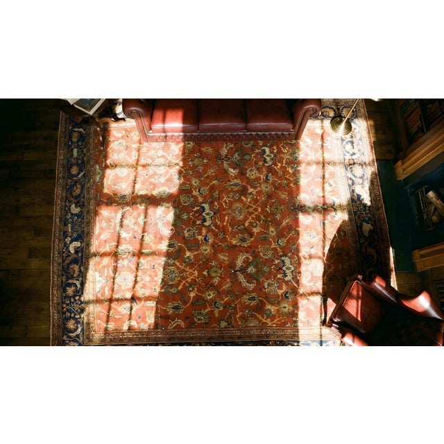 Textile 1900s Red Rust Rustic Floral Antique Persian Sultanabad Rug 11' 6'' X 12' Handknotted Wool Carpet For Sale - Image 7 of 9