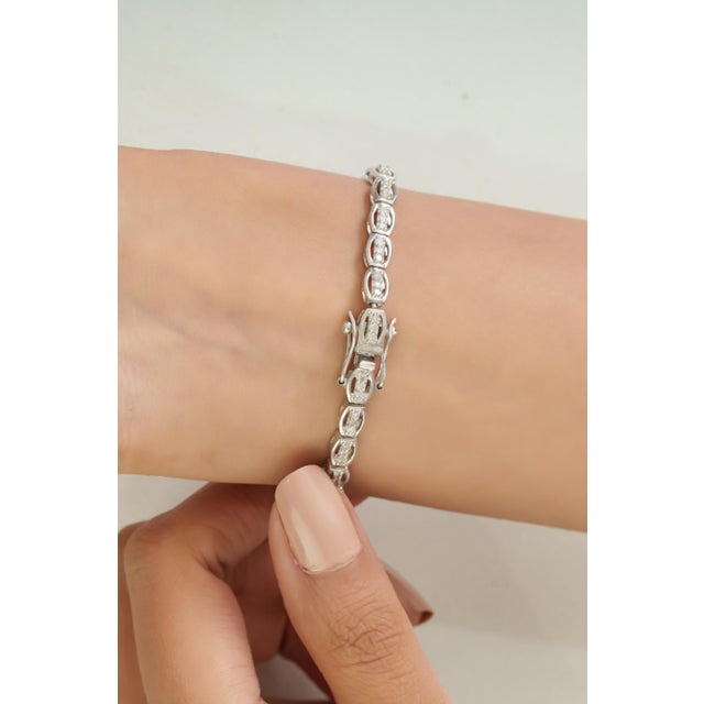 Luxury Open Work Round Cut Diamond Tennis Bracelet for Women - New Year Gift For Sale - Image 6 of 13