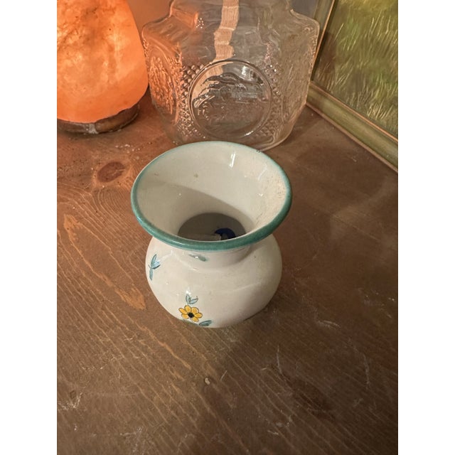 White 1970s Small Austrian Ceramic Vase With Floral Details For Sale - Image 8 of 8
