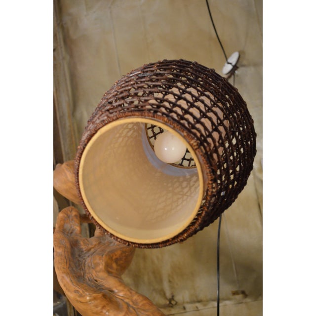 Brown Mid Century Modern Basket Style Wicker Lanterns For Sale - Image 8 of 11