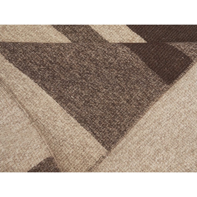 Textile 1970s Vintage Handmade Wool Cotton Beige Runner Rug For Sale - Image 7 of 11