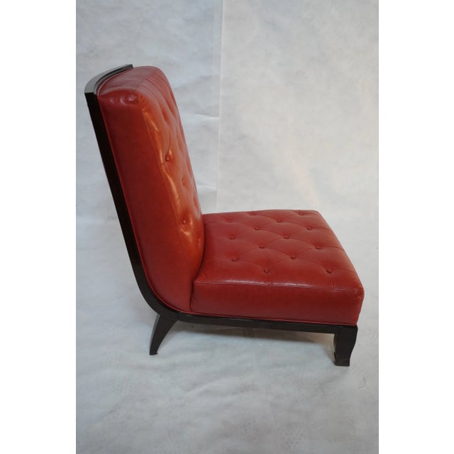 Early 21st Century Red Tufted Leather William Switzer Armless Chair Dauphin For Sale - Image 5 of 15