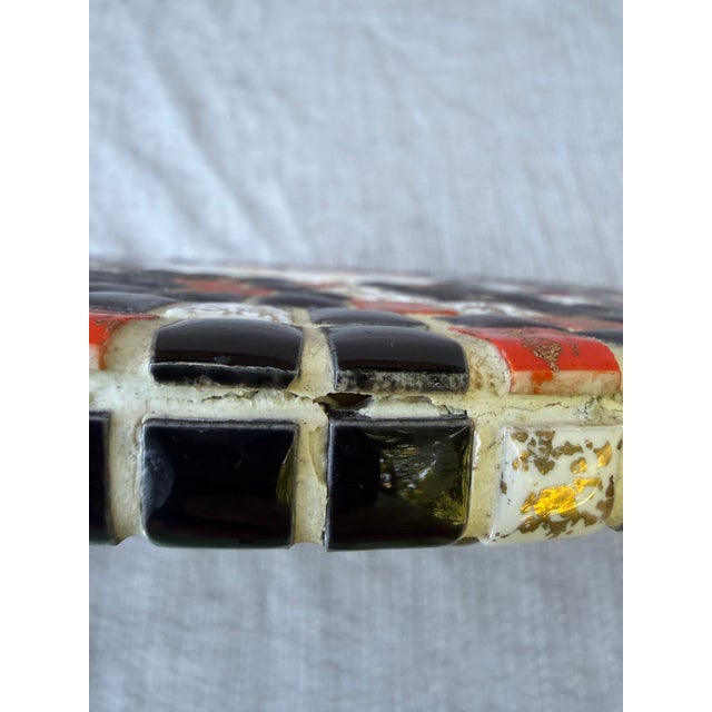 Mid 20th Century Mid Century Modern Mosaic Tile Footed Wood Trivet For Sale - Image 13 of 14