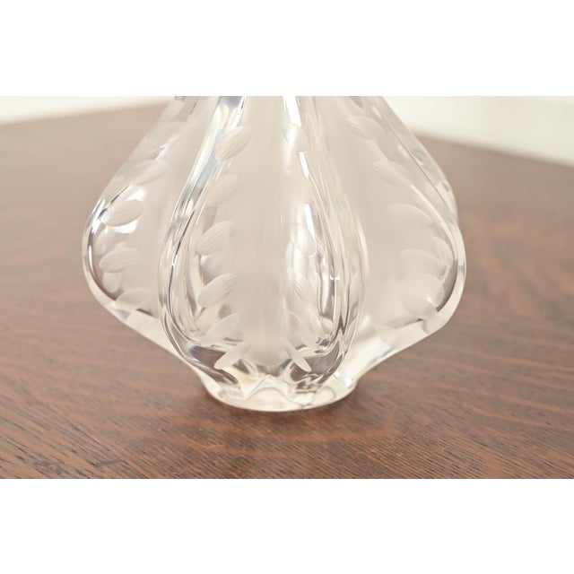 Transparent Lalique Paris Marie-Claude Soliflore Frosted Crystal Vase For Sale - Image 8 of 12