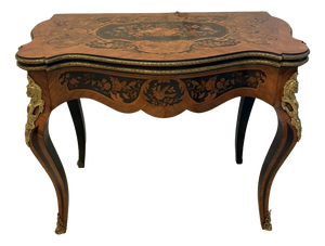 Antique French Louis XV Style Kingwood Marquetry Card or Console Table, 1860s