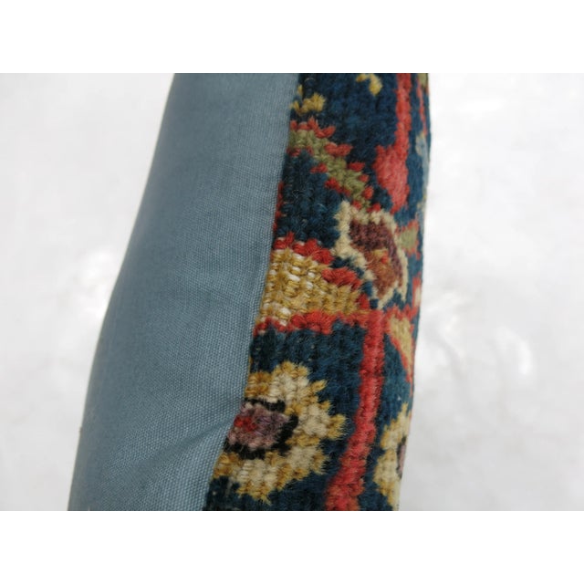 One of a kind Pillow made from an antique Persian mahal rug with light blue color cotton back. Zipper closure and foam...