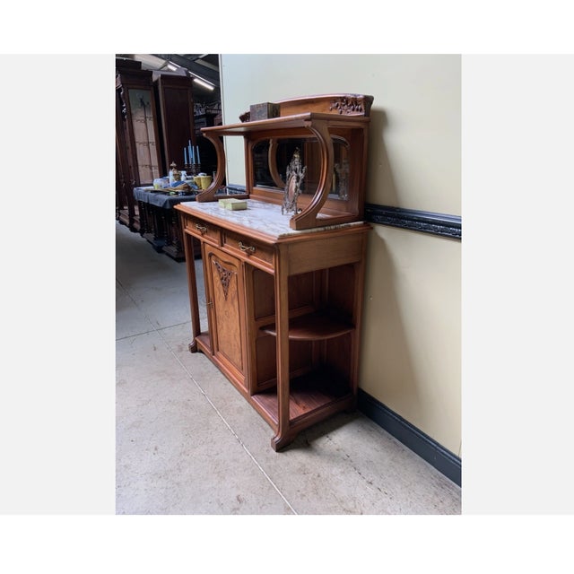 Antique Buffet with Sideboard and Grandfather Clock and Table and Chairs, 1890s, Set of 6 For Sale - Image 9 of 18