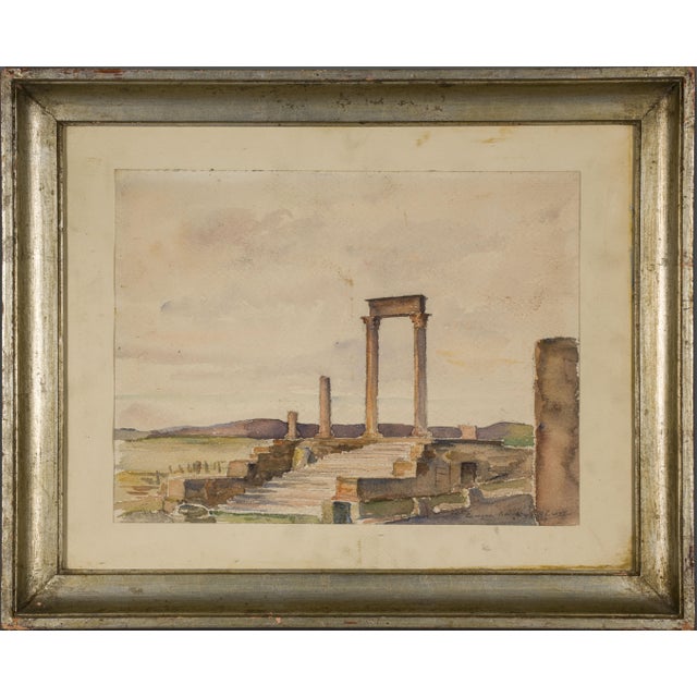 1930s Italian Signed Period Grand Tour Watercolor For Sale - Image 5 of 5