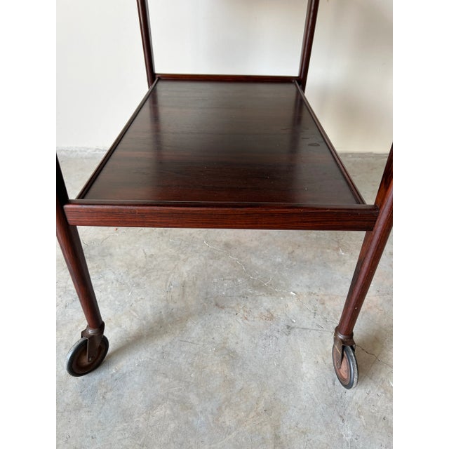 Brown Swedish Teak Sliding Top Bar Cart or Tea Trolley by Yngve Ekström for Kallemo/ Sold For Sale - Image 8 of 12