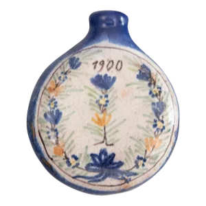 Antique French Quimper Faience Snuff or Perfume Bottle Dated 1900