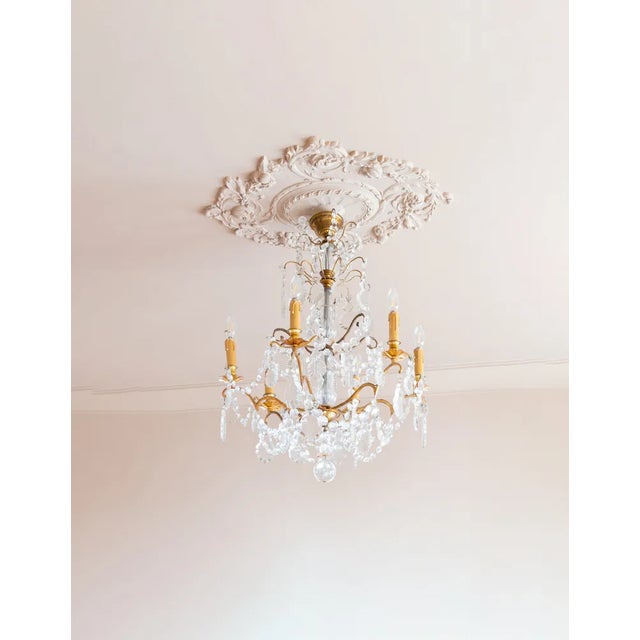 Gold 19th Century Louis XV Bronze and Crystal Chandelier For Sale - Image 8 of 8